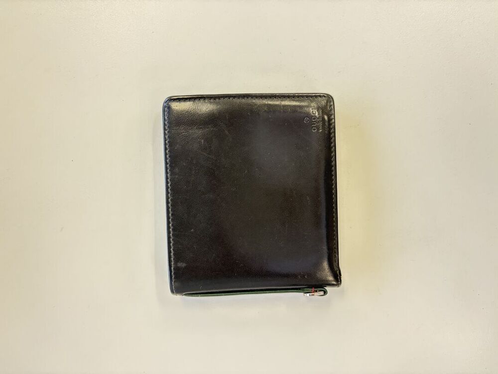 Gucci Black Leather Bifold Wallet with Web Detail